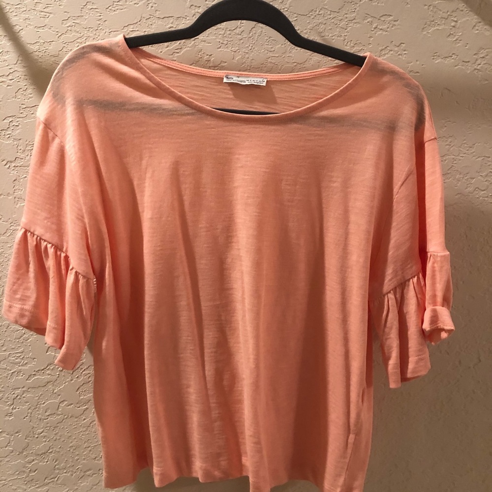 ZARA ruffle sleeve T-shirt